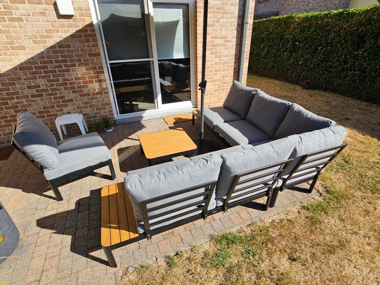 Mooie hoekloungeset zo goed als nieuw, merk Vinci Exterioo, Tuin en Terras, Tuinsets en Loungesets, Ophalen, 6 zitplaatsen, Aluminium