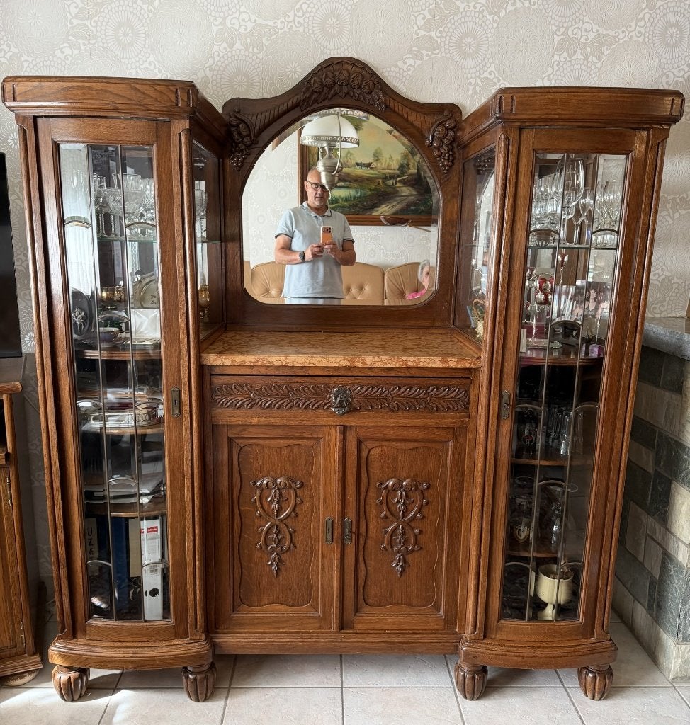 Antieke eiken kast + tafel, Antiek en Kunst, Antiek | Meubels | Kasten, Ophalen