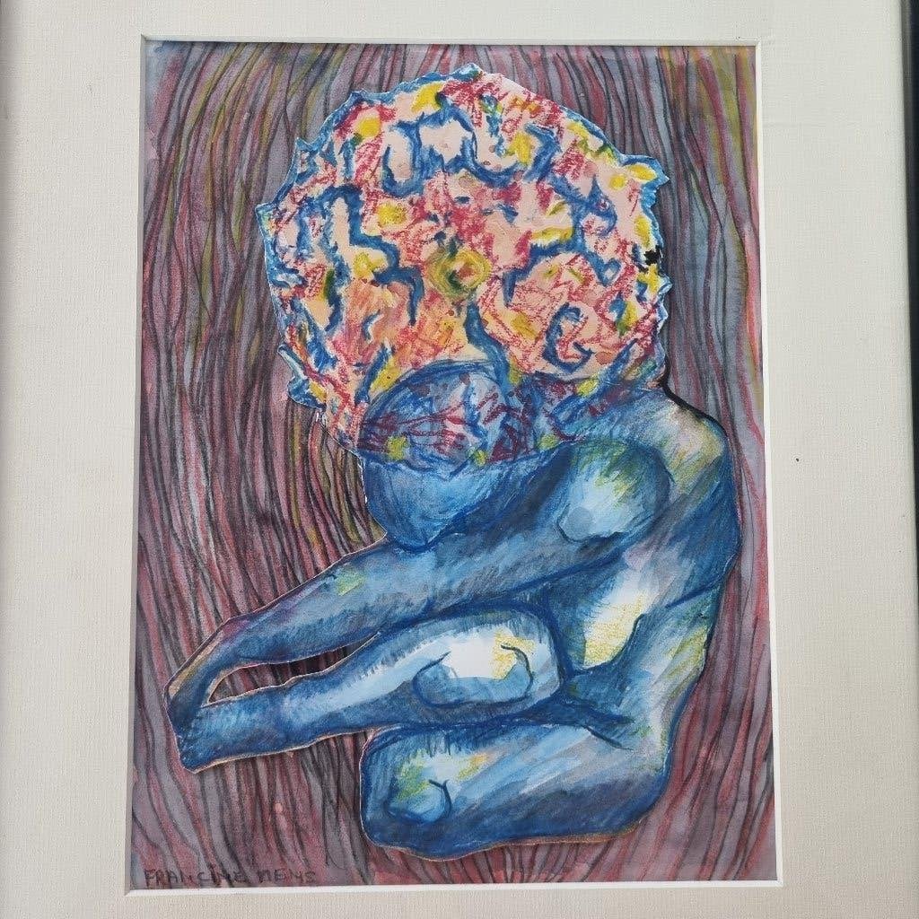 3D reliëf kunstwerk collage, Antiek en Kunst, Ophalen, Figuren, Papier/karton, Gemengde techniek