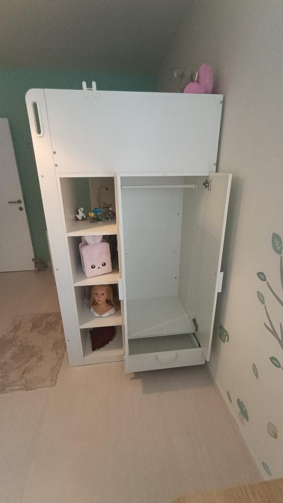 Hoogslaper met kleerkast en bureau, Huis en Inrichting, Ophalen, Eenpersoons, 160 tot 180 cm, Zo goed als nieuw