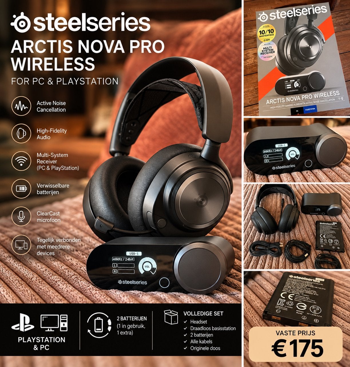 SteelSeries Arctis Nova Pro Wireless – PlayStation & PC, Ophalen, Zo goed als nieuw, Draadloos
