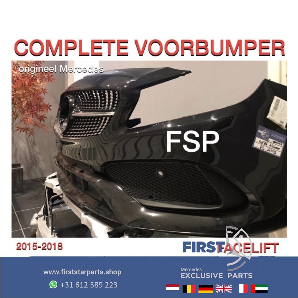 W176 Mercedes AKLASSE FACELIFT AMG VOORBUMPER ZWART COMPLEET, Utilisé, -, Avant, -