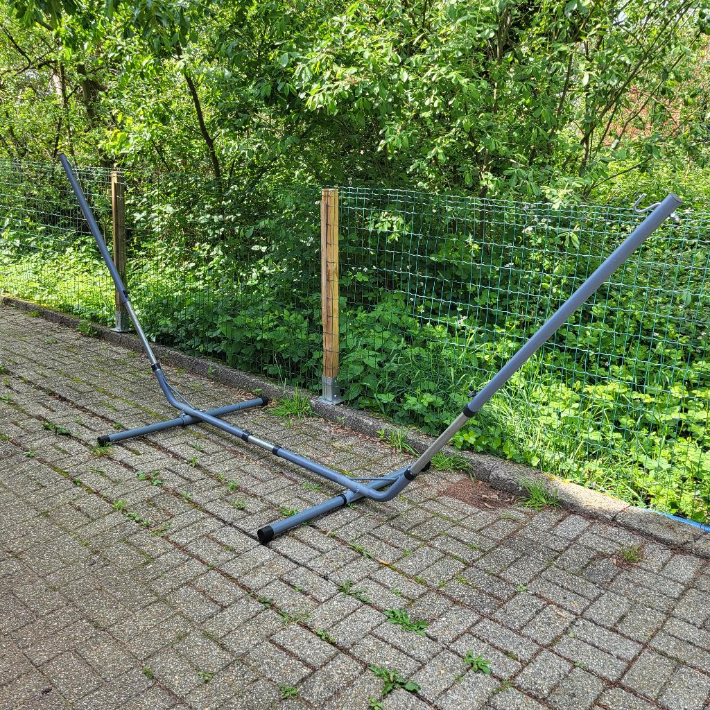 Grijze standaard voor hangmat, Tuin en Terras, Hangmatten, Ophalen, Gebruikt, Met standaard, Eenpersoons