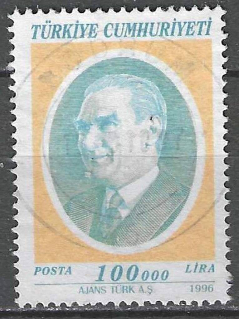 Turkije 1996 - Yvert 2821 - Ataturk - 100000 l. (ST), Verzenden, Gestempeld