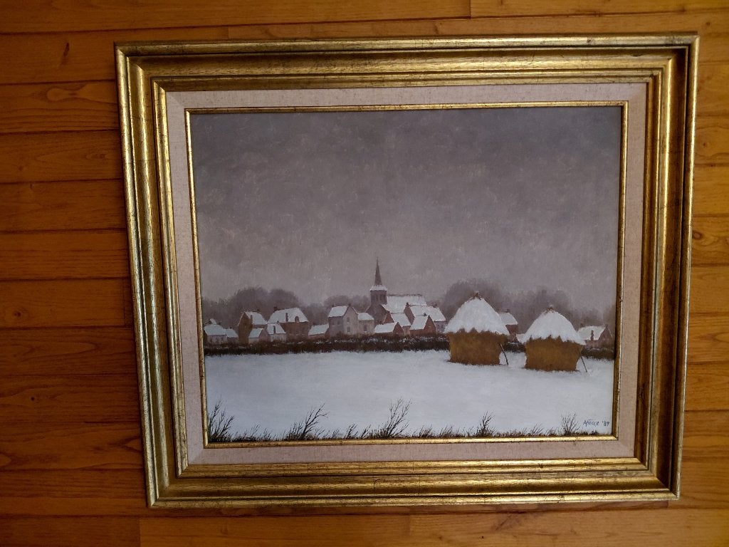 LANDSCHAP MOERZEKE - ALBERT VAN HECKE, Ophalen, Gedateerd, Landschap, Doek
