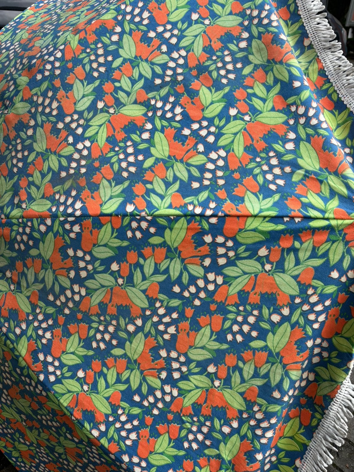 Grote vintage tuinparasol, Ophalen, Zo goed als nieuw