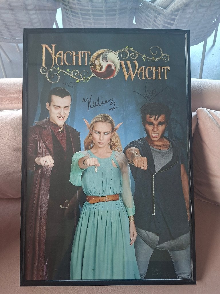 Nachtwacht ingekaderde poster gesigneerd, Verzamelen, Ophalen, Met lijst, Deurposter of groter, Film en Tv