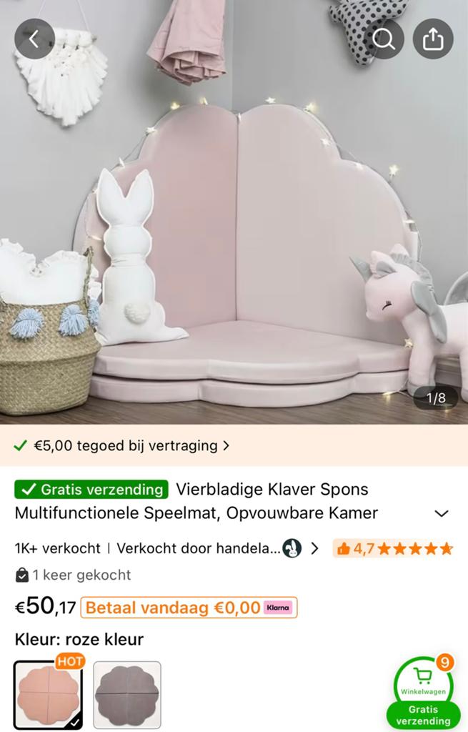 Grote roze speelmat Nieuw, Ophalen of Verzenden, Nieuw