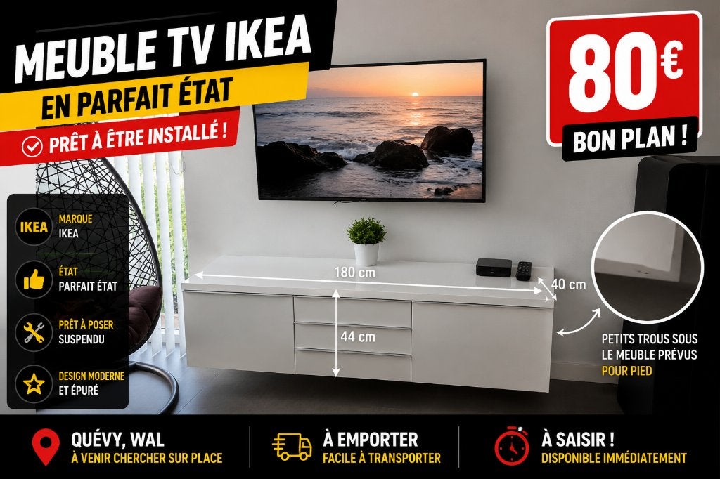 URGENT – MEUBLE TV IKEA À SAISIR, Enlèvement, Comme neuf