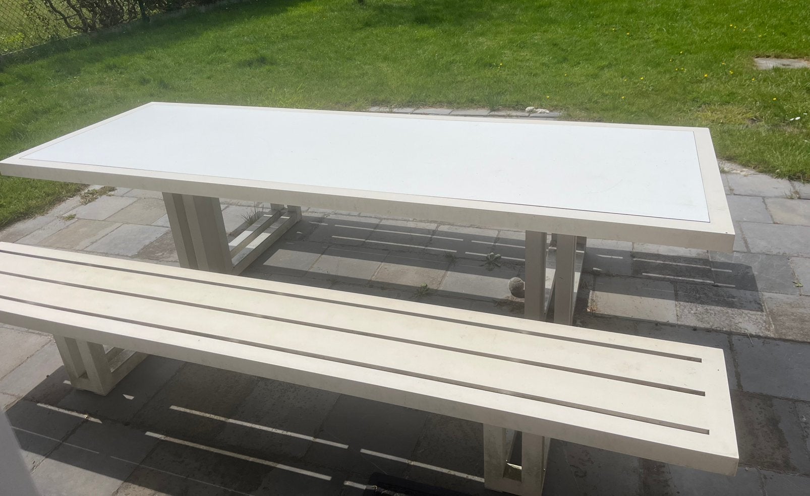 Aluminium Tuin Picnictafel 8 personen, Tuin en Terras, Ophalen, Zo goed als nieuw, Rechthoekig, Aluminium