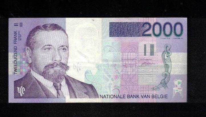 Bankbiljet België 2000 Frank - Victor Horta  -  6, Ophalen of Verzenden, Los biljet