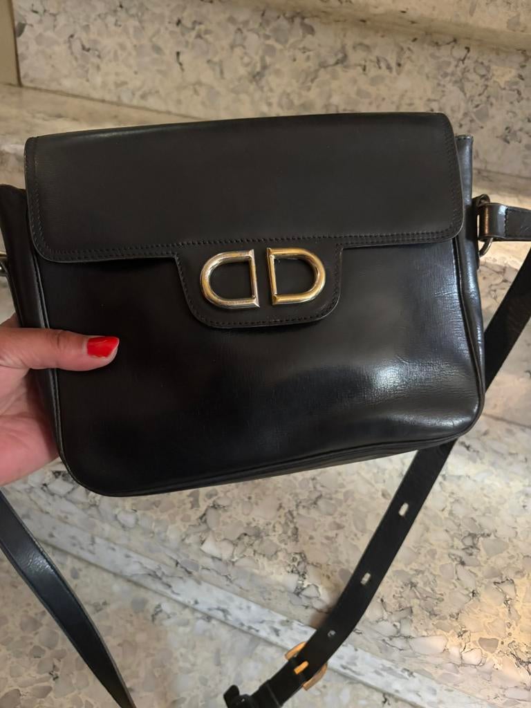 DELVAUX CAMARGUE vintage tas zwart boxcalf leer, Ophalen of Verzenden, Zo goed als nieuw, Zwart, Leer