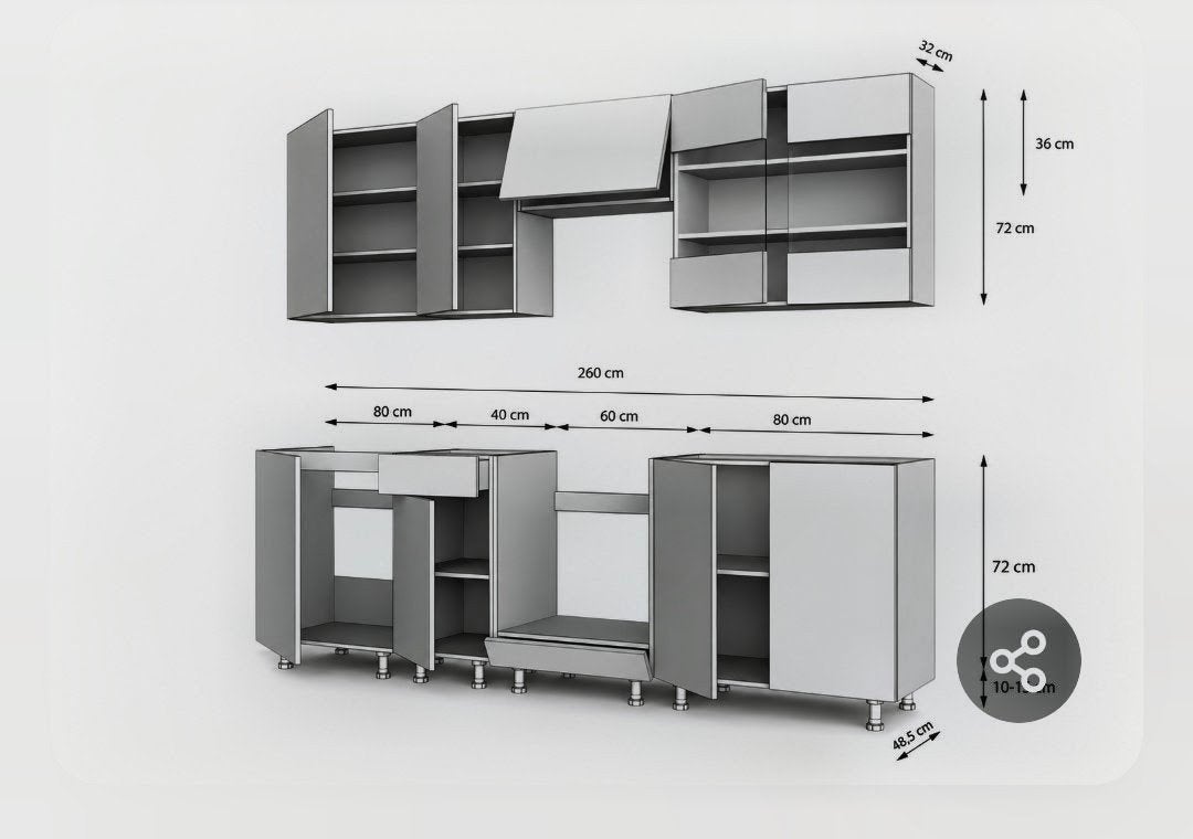 blocs cuisines 260 cm, Enlèvement ou Envoi