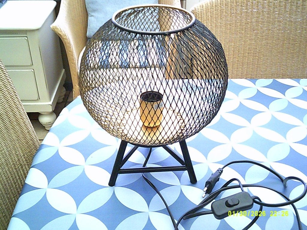 Moderne metalen tafellamp - Zwart gaasdesign, 42 cm, Zwart, Metaal, Inclusief lichtbron