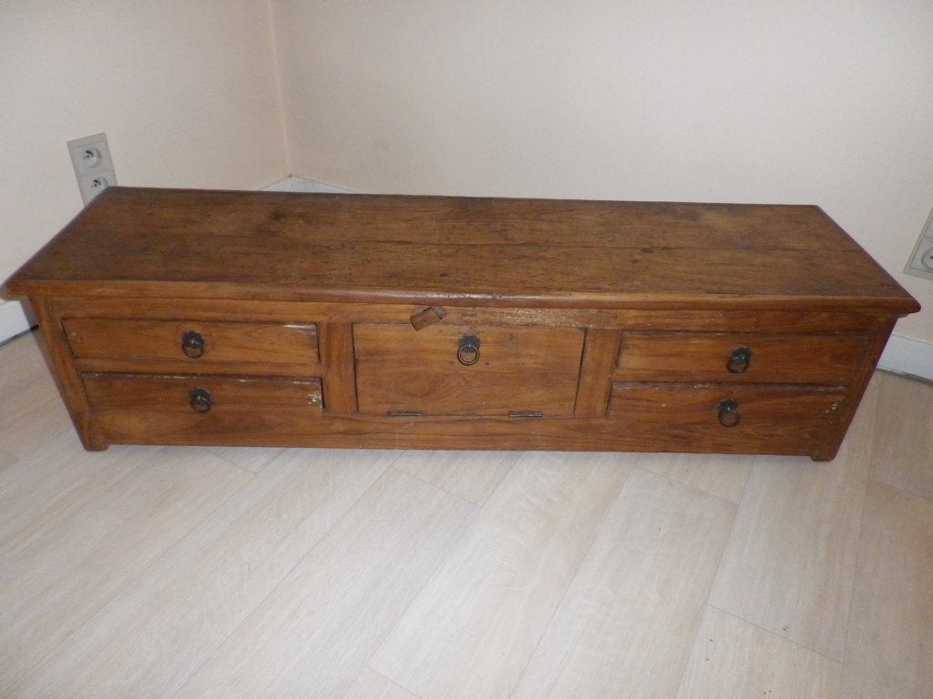 Ancien banc indien avec 4 tiroirs et 1 porte, Antiquités & Art, Enlèvement