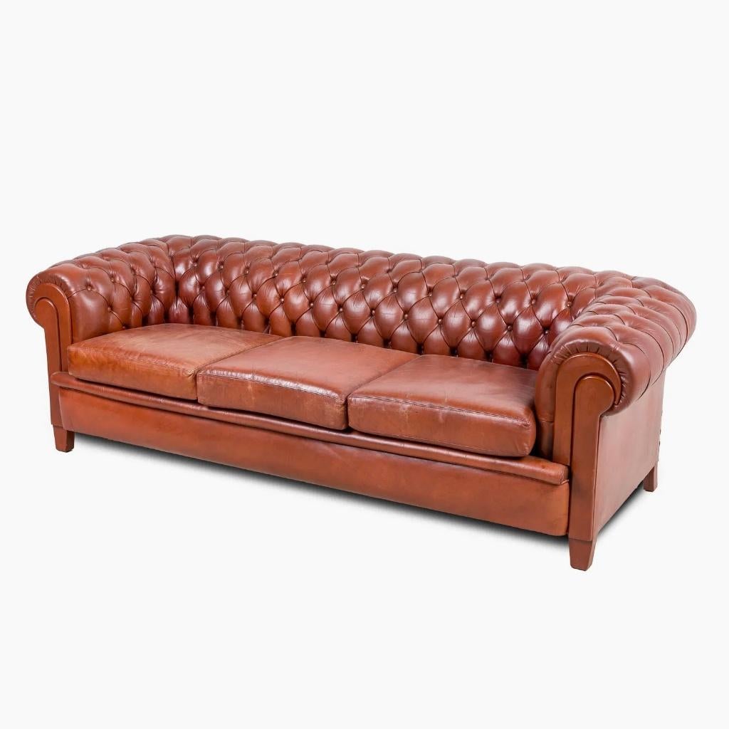 Zetel Chesterfield, Ophalen, Gebruikt, 100 tot 125 cm, Driepersoons