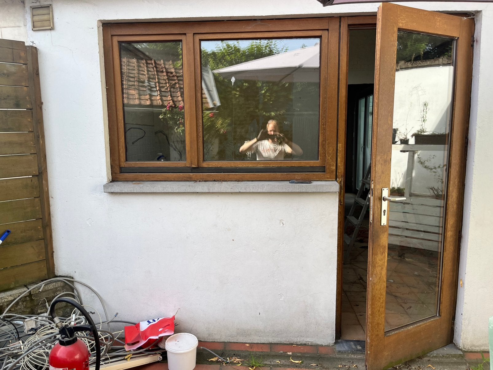 Fenêtre et porte en bois à double vitrage, Bricolage & Construction, 75 à 150 cm, Enlèvement, Utilisé, Vitre comprise