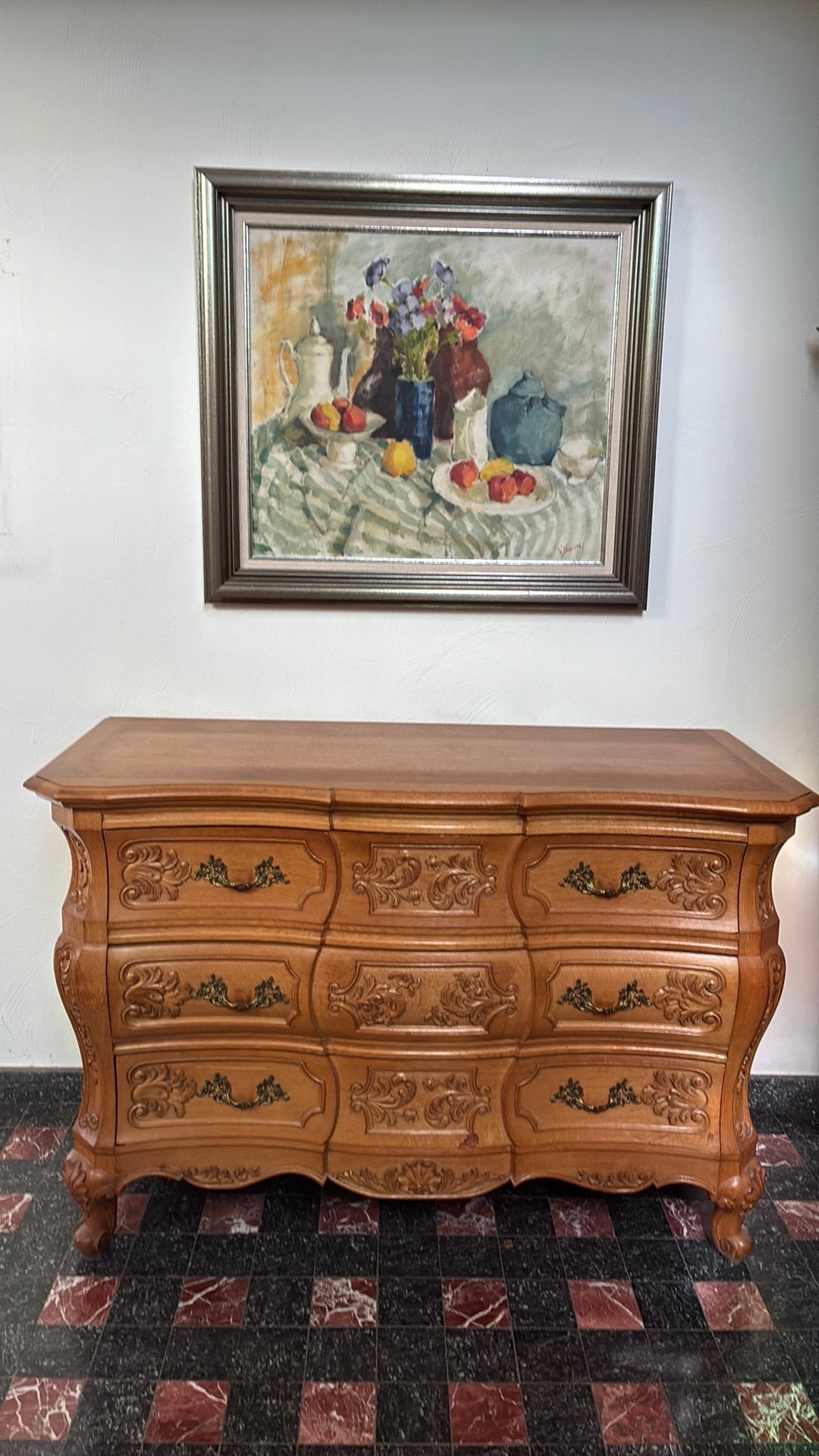 Volledig massieve eiken commode, Ophalen, 100 tot 150 cm, 150 tot 200 cm, Eikenhout