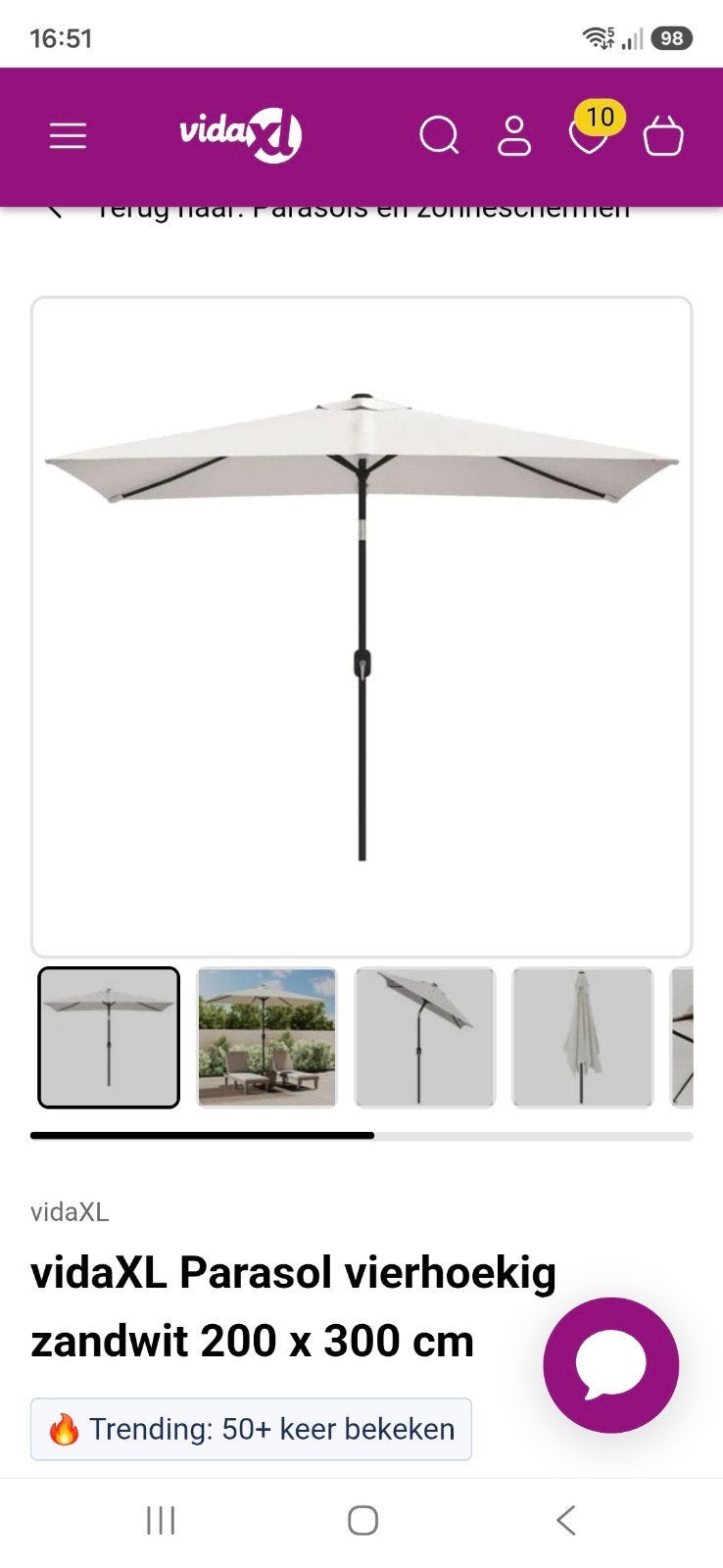 Parasol  200x300 cm, Tuin en Terras, Parasols, Ophalen
