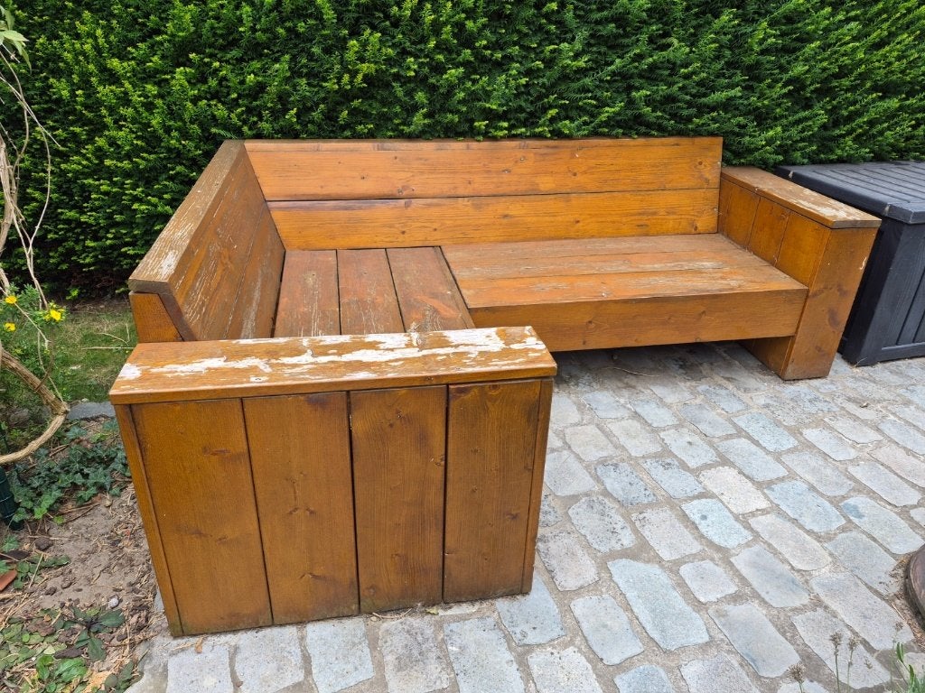 Tuinset + kussenbox, Ophalen, Gebruikt, Hout, Bank