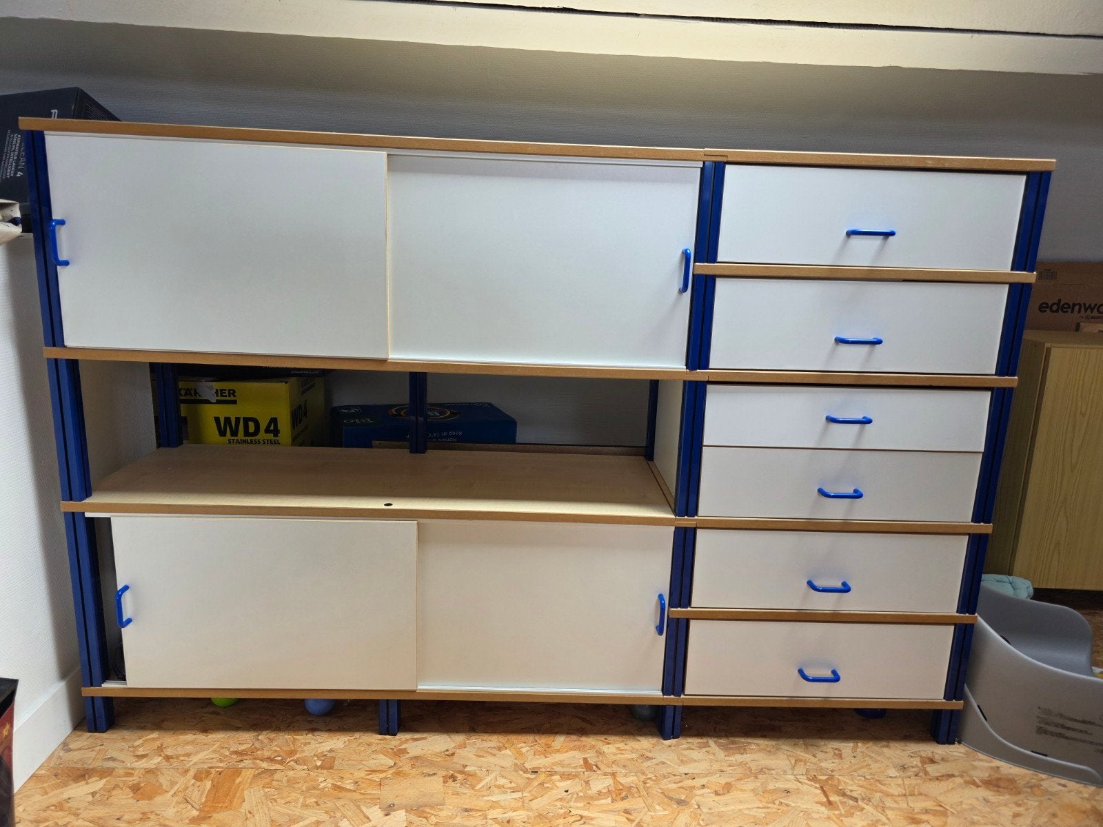 Meuble + bureau, Enlèvement, Bleu, Bois