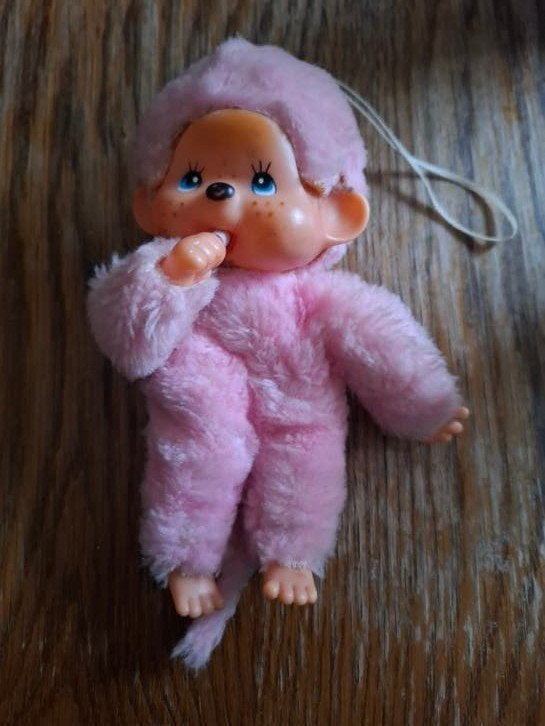 Singe Monchhichi vintage — Peluche rose, Enlèvement