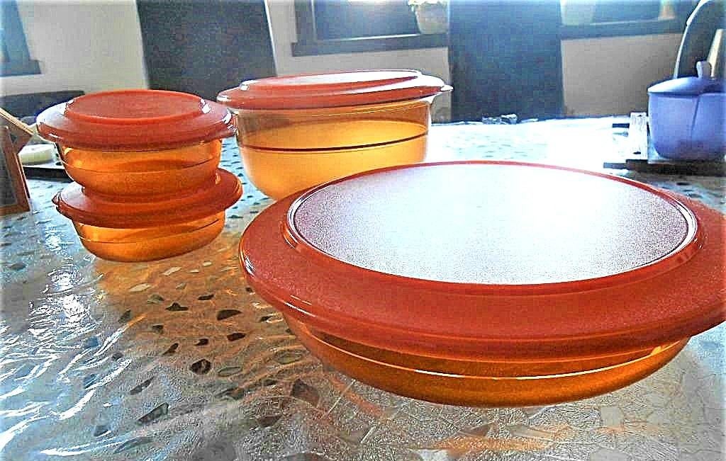 Tupperware : bel ensemble , 4 articles , teinte cannelle, Maison & Meubles, Enlèvement ou Envoi, Neuf, Orange, Boîte