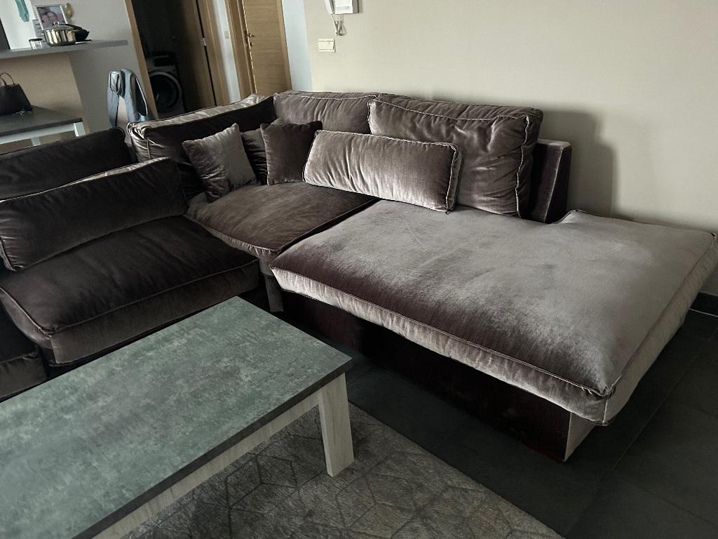 Sofa van velour, Huis en Inrichting, Zetels | Zetels, Ophalen, Hoekbank, Zo goed als nieuw, Stof