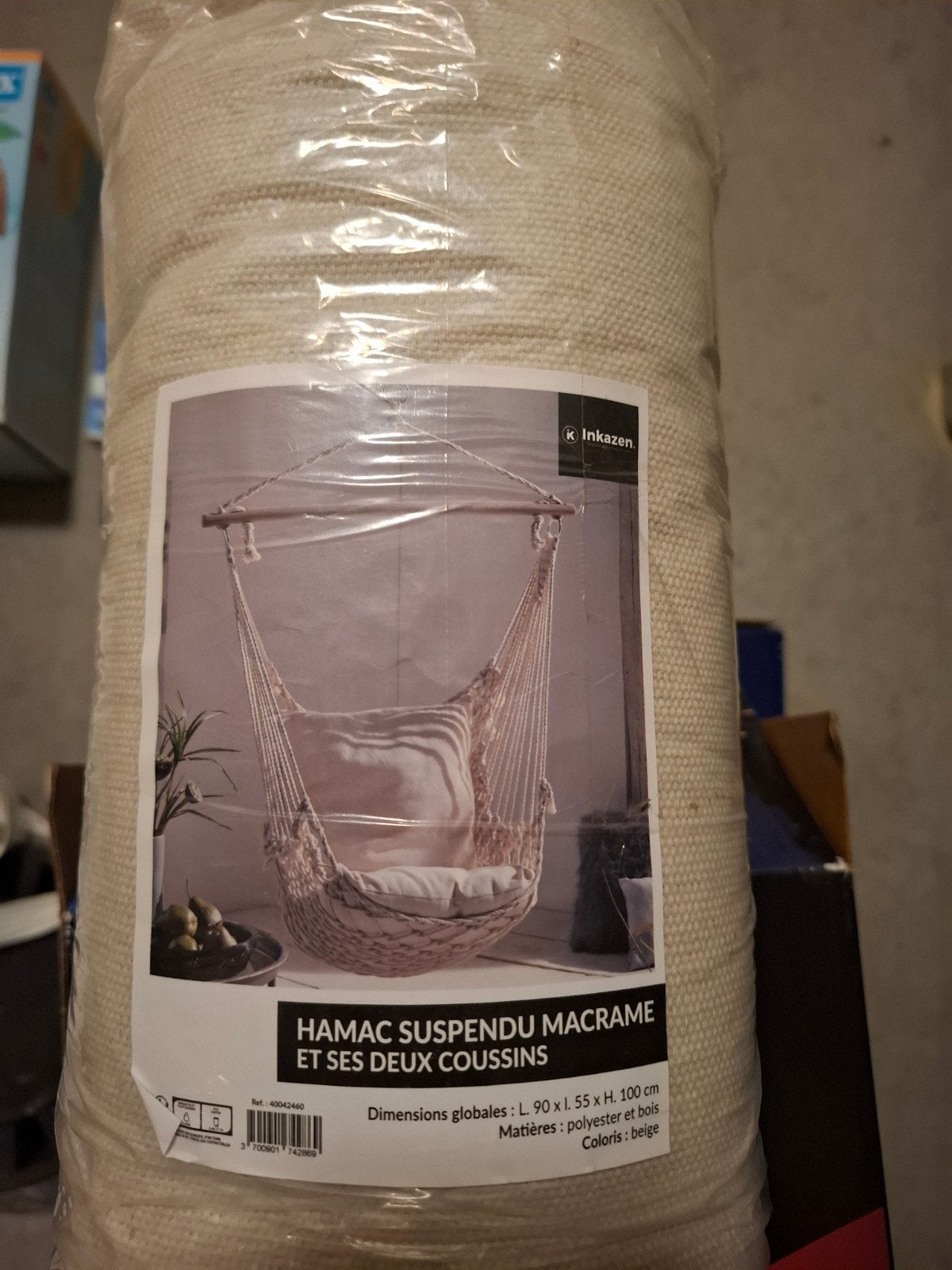hamac suspendu +2 coussins, Tuin en Terras, Ophalen, Nieuw, Eenpersoons, Binnen
