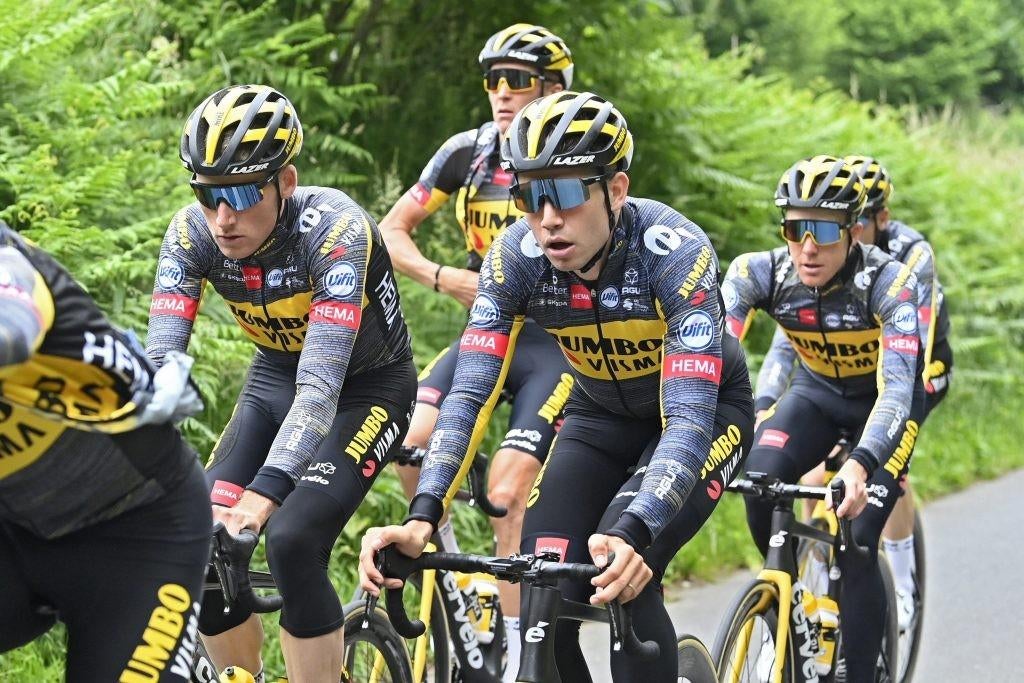 Jumbo Visma heren koersshirt en koersbroek, Fietsen en Brommers, Fietsaccessoires | Fietskleding, Ophalen of Verzenden, L