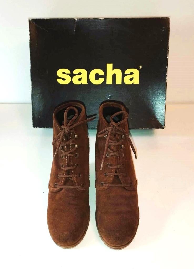 Laarzen met sleehak van suède „Sacha” — 36, Kleding | Dames, Ophalen, Bruin, Lage of Enkellaarzen, Zo goed als nieuw