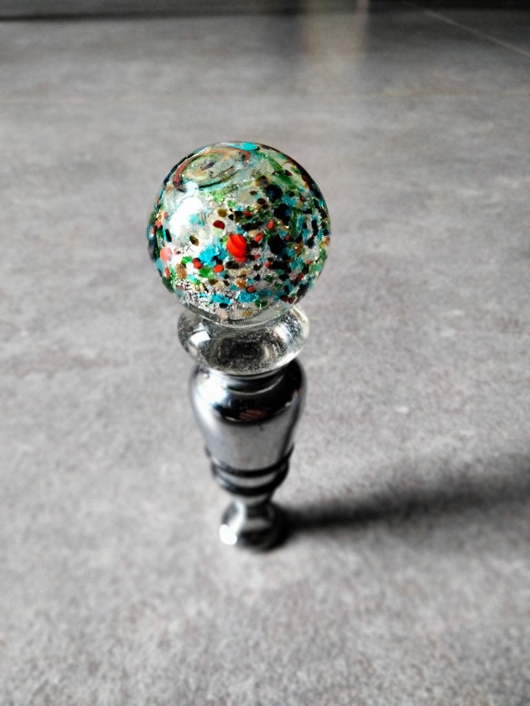 Glazen wijnflesstop met confettiglas (Murano Stijl), Ophalen