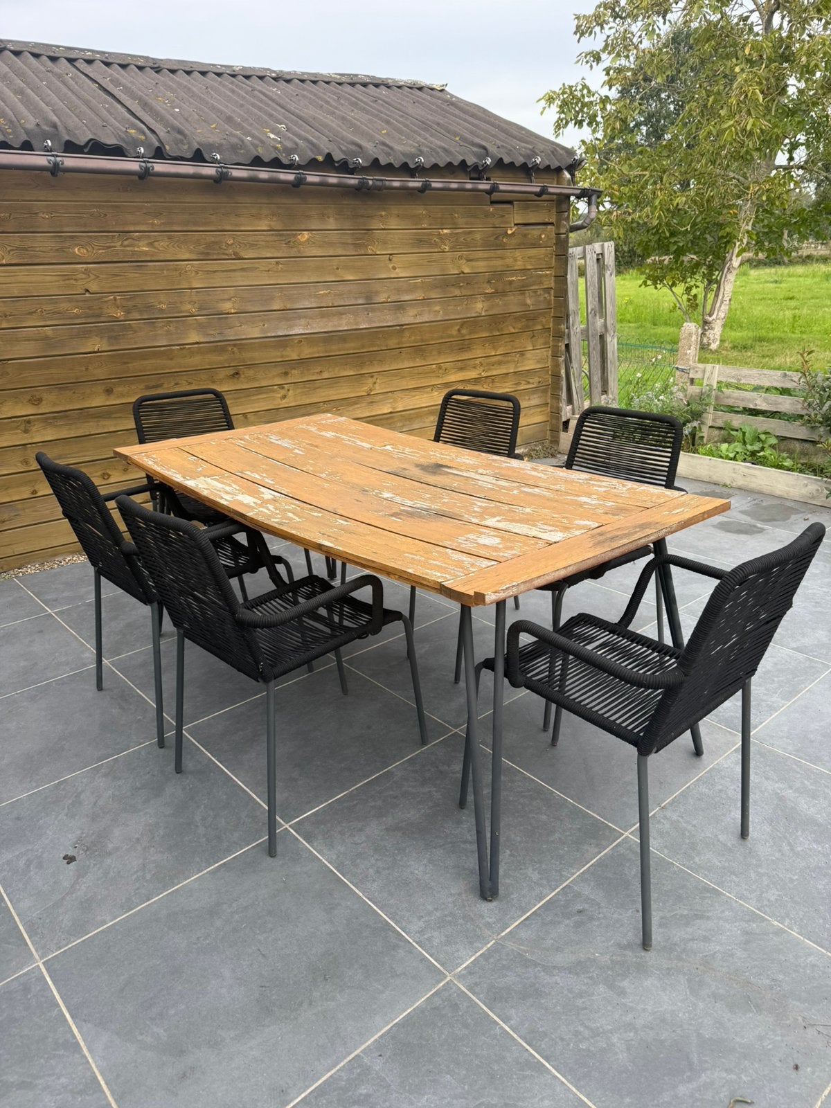 Tuintafel met 6 tuinstoelen GRATIS, Tuin en Terras, Ophalen, Gebruikt, 6 zitplaatsen, Tuinset