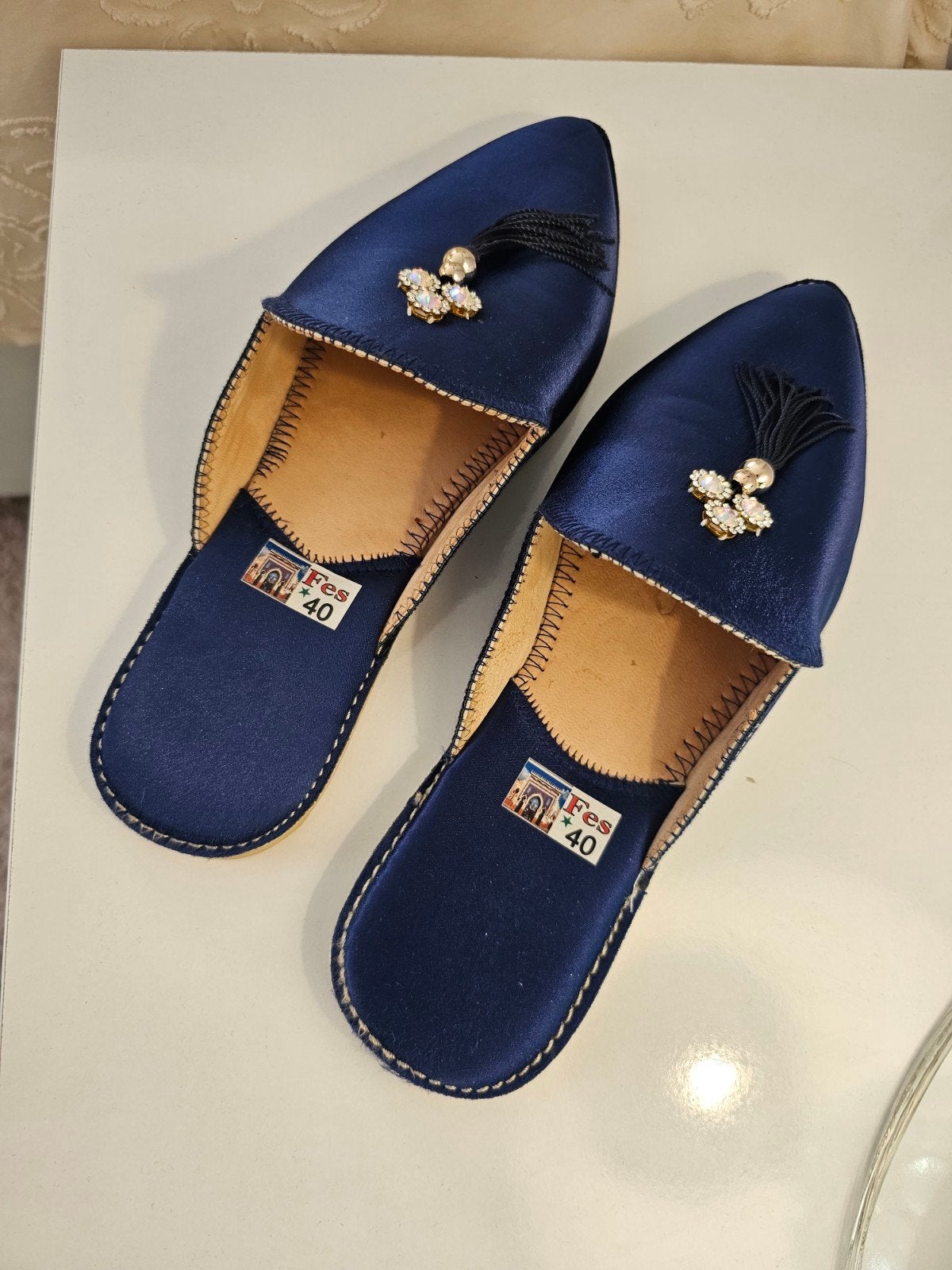 Babouche, Maison artisanale, Blauw, Gedragen, Ballerina's