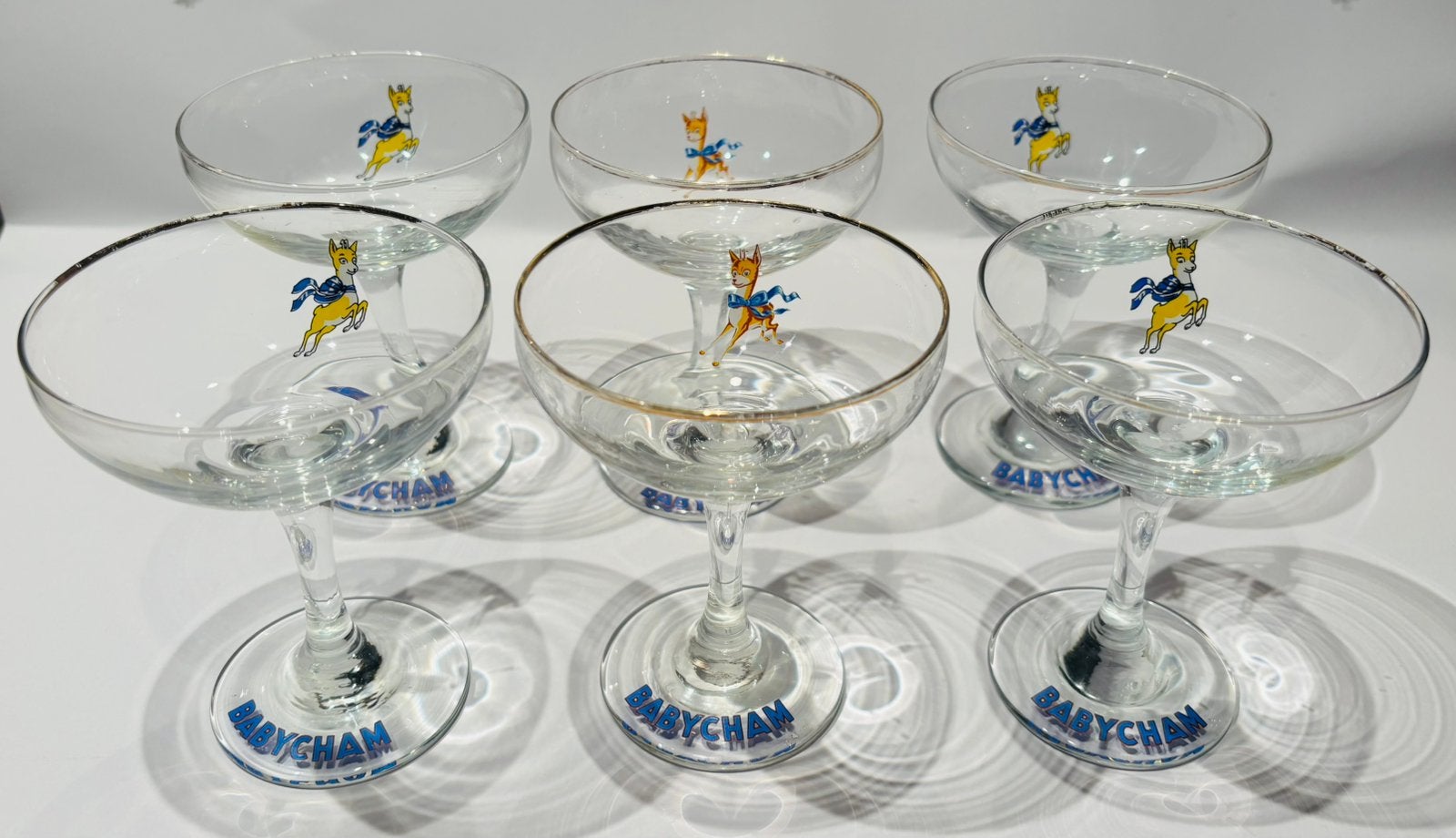 Vintage Babycham champagnecoupes, Ophalen of Verzenden, Gebruikt, Overige typen
