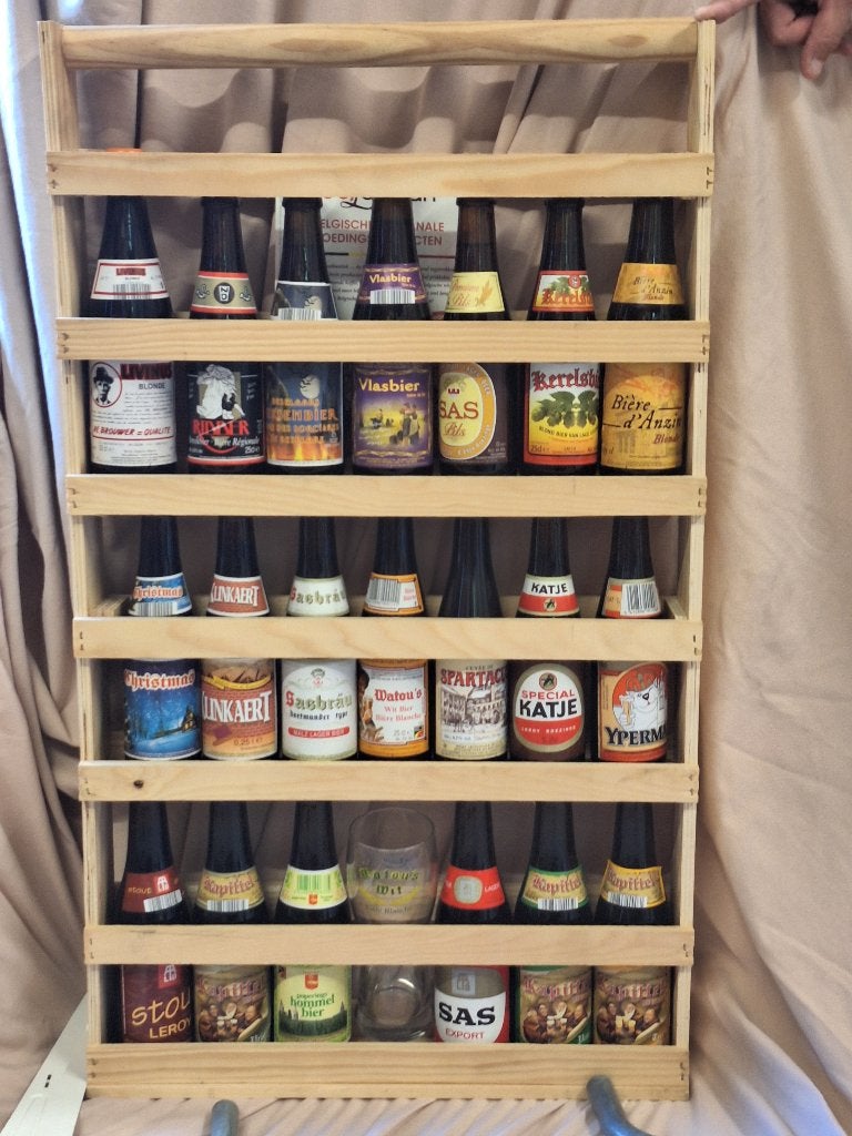 Houten krat met 20 flesjes bier 25 cl + 1 glas, Ophalen, Nieuw, Flesje(s), Overige merken