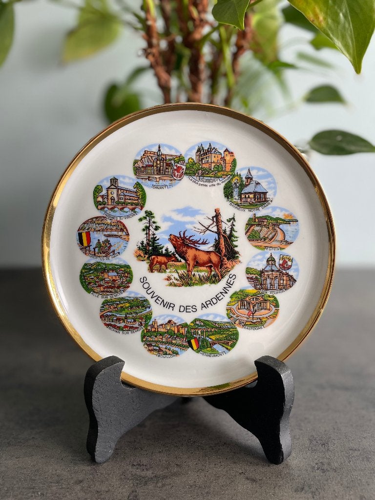 Assiette souvenir vintage en porcelaine des Ardennes, Enlèvement