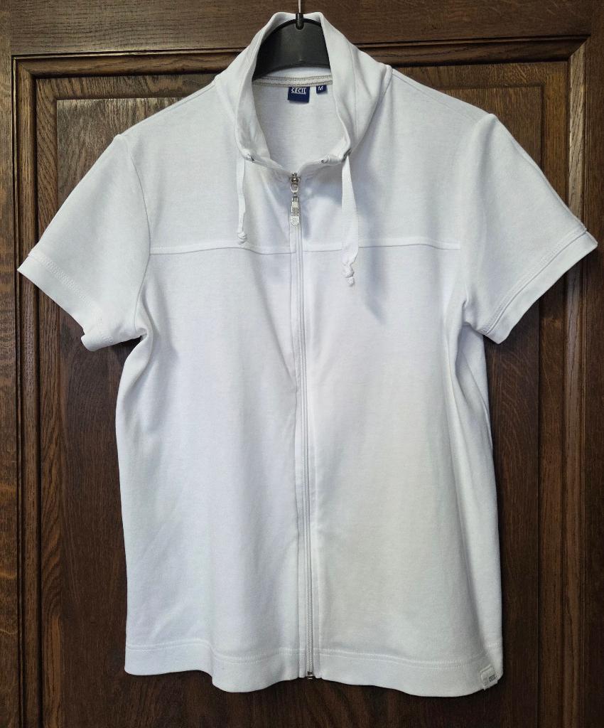 Witte sportieve cardigan met rits en korte mouwen, Cecil, M, Enlèvement ou Envoi, Comme neuf