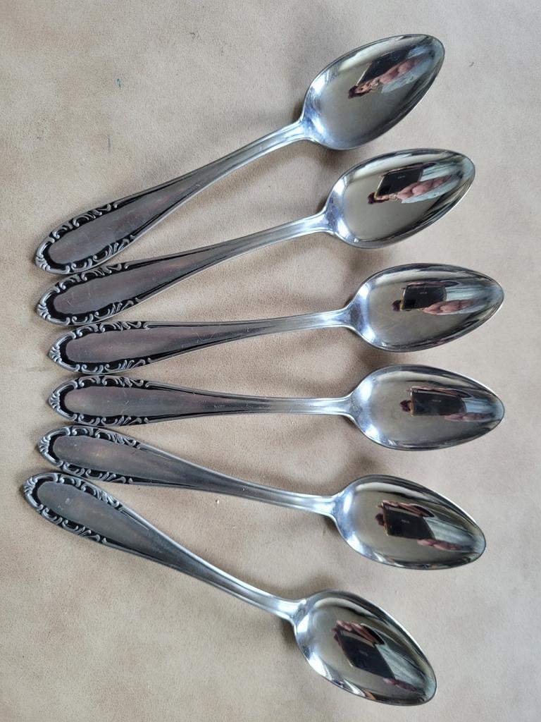 6 cuillères  café  inox. Carlinox, Antiquités & Art, Envoi