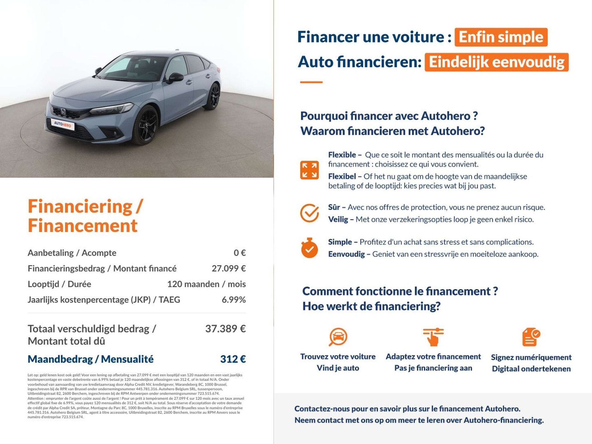 Honda Civic 2.0 e:HEV Sport (année de construction 2023), Autos, Argent ou Gris, Achat, 135 kW, Noir