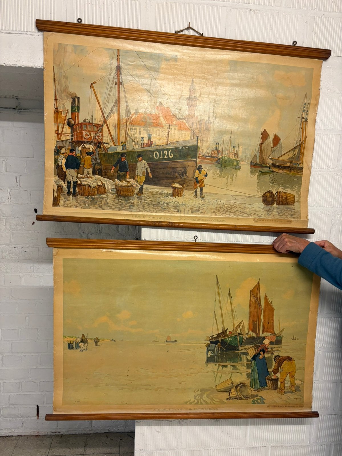 2 oude schoolkaarten van de kust, Antiek en Kunst, Ophalen, Geschiedenis