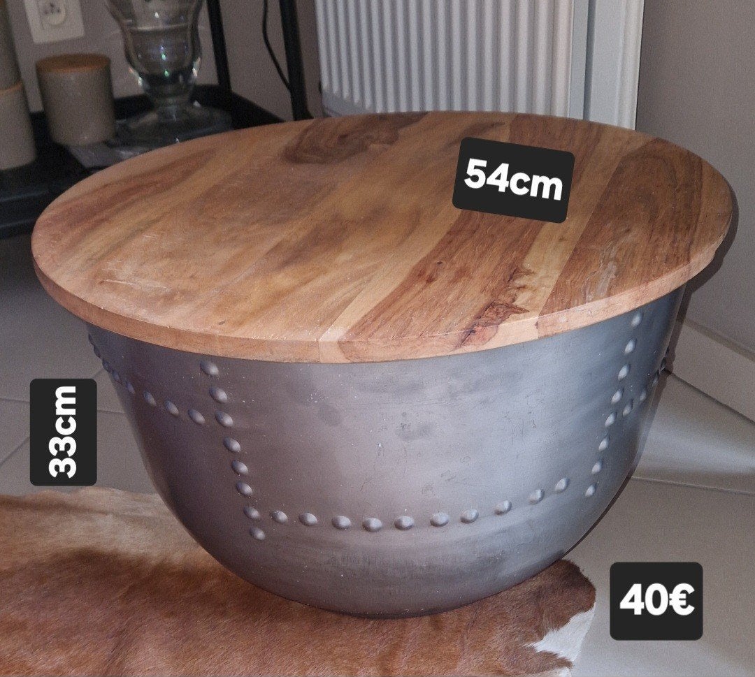 Salontafel, Gebruikt, Rond, Metaal, Industrieel