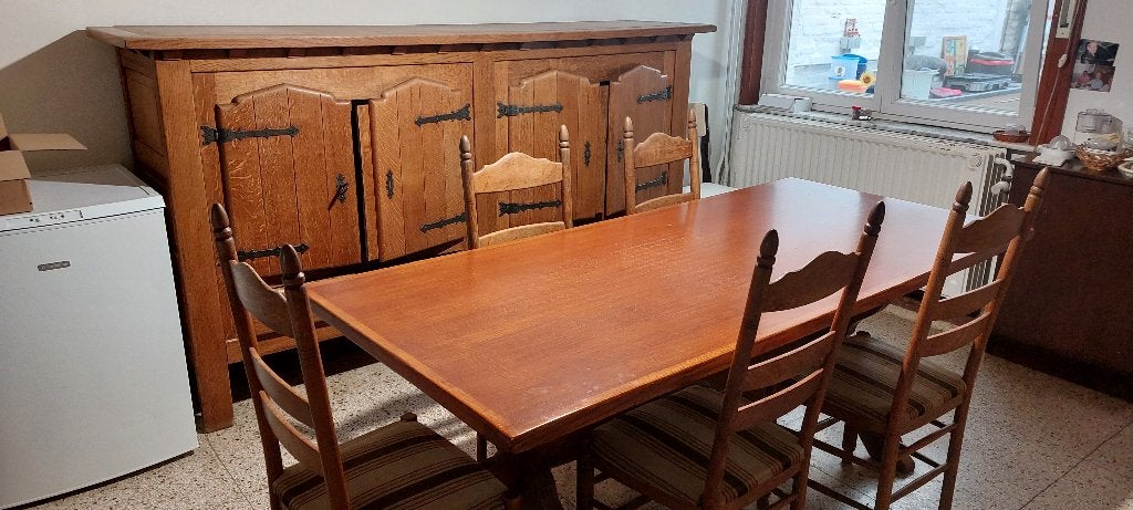 Salle à manger en chêne, Maison & Meubles, Enlèvement, Utilisé, 4 à 6 chaises