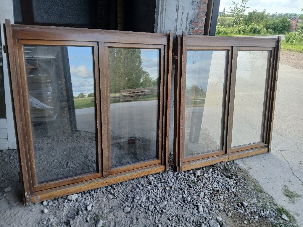 2 hardhouten ramen, Doe-het-zelf en Bouw, Ophalen of Verzenden