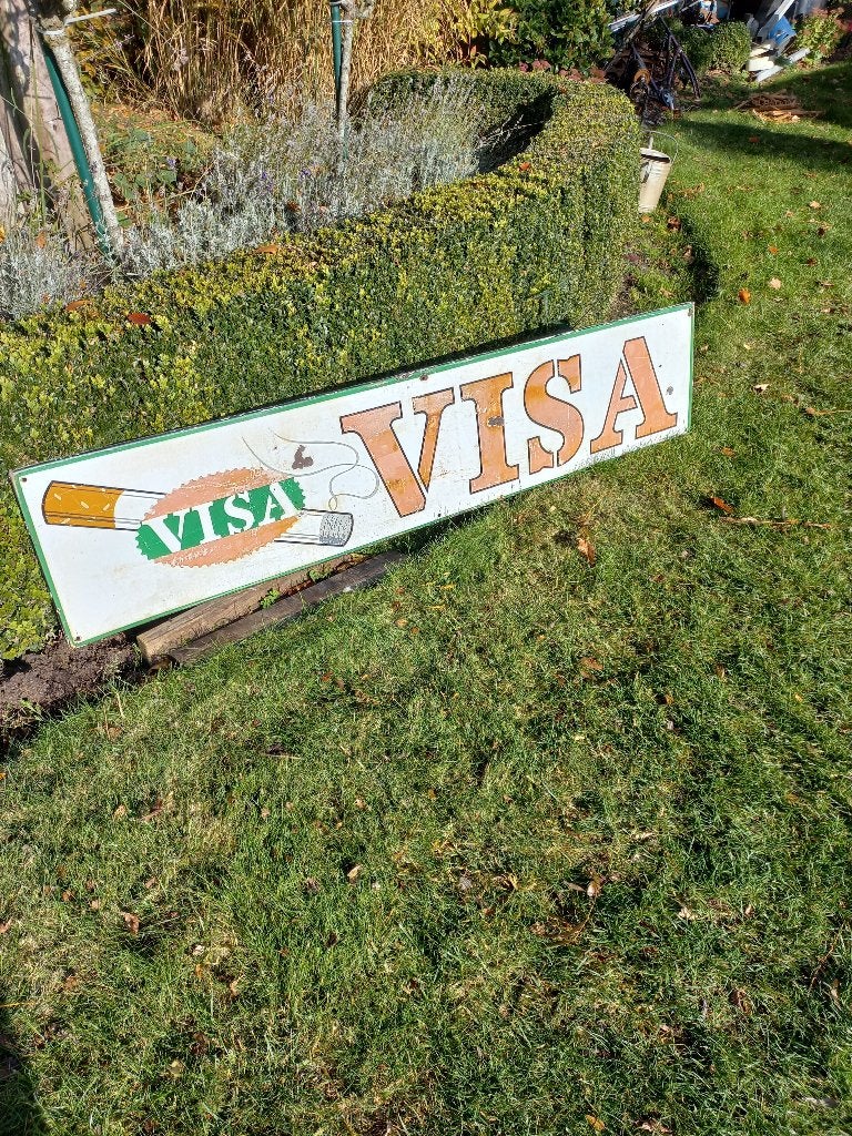 ud  emailbord  getekend  jaren  1961  VISA, Ophalen, Gebruikt, Reclamebord