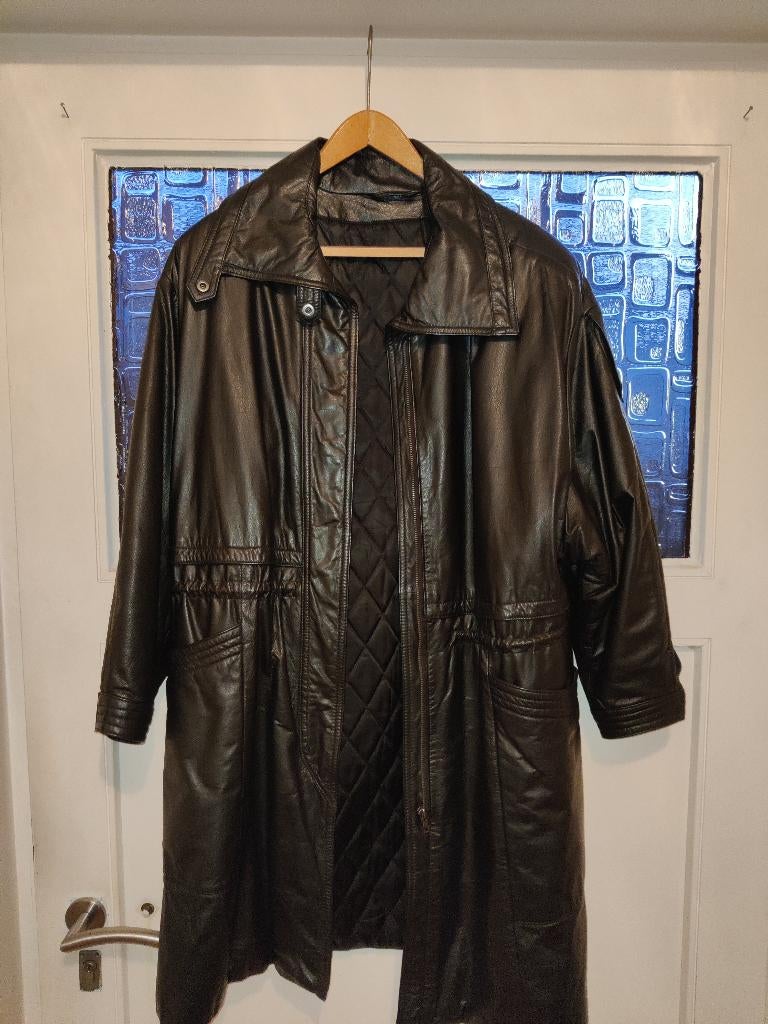 lederen damesmantel, maat 42/44, Kleding | Dames, Jassen | Winter, Gedragen, Maat 42/44 (L), Zwart, Ophalen of Verzenden