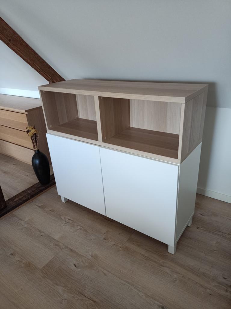 Witte kast IKEA Besta verkrijgbaar met of zonder bovenstuk., Ophalen, Met deur(en), 100 tot 150 cm, Zo goed als nieuw