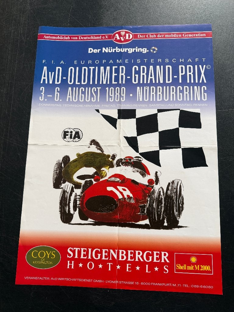 poster 1989 oldtimer Grand Prix Nürburgring, Verzamelen, Ophalen of Verzenden, Gebruikt, Formule 1