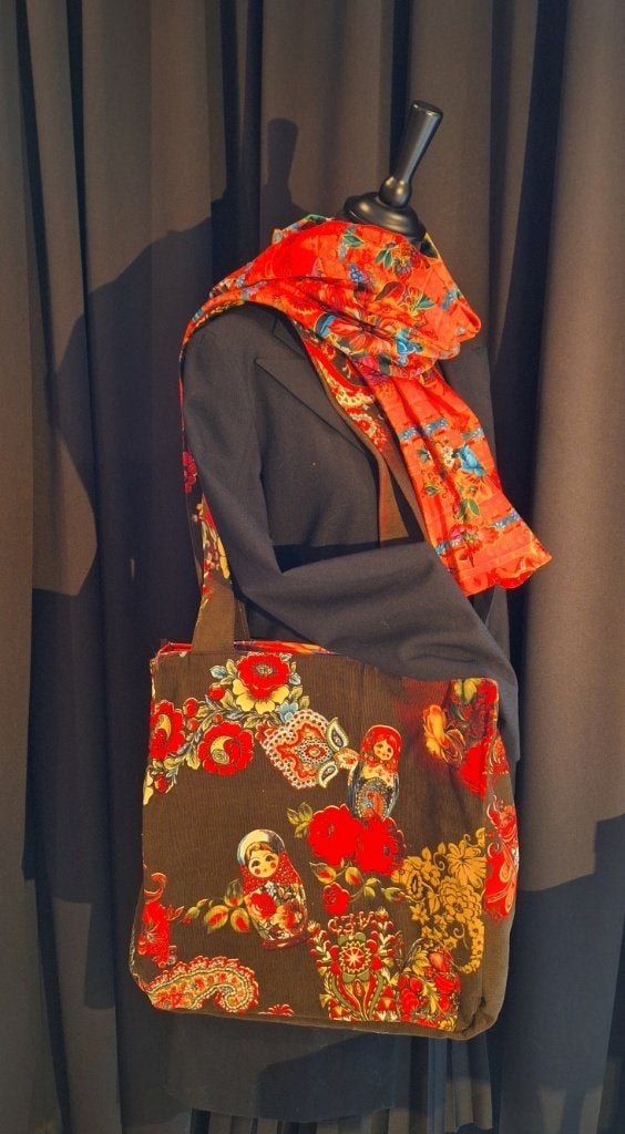 Sac style cabas en velours, Enlèvement ou Envoi, Neuf, Brun, Autres marques
