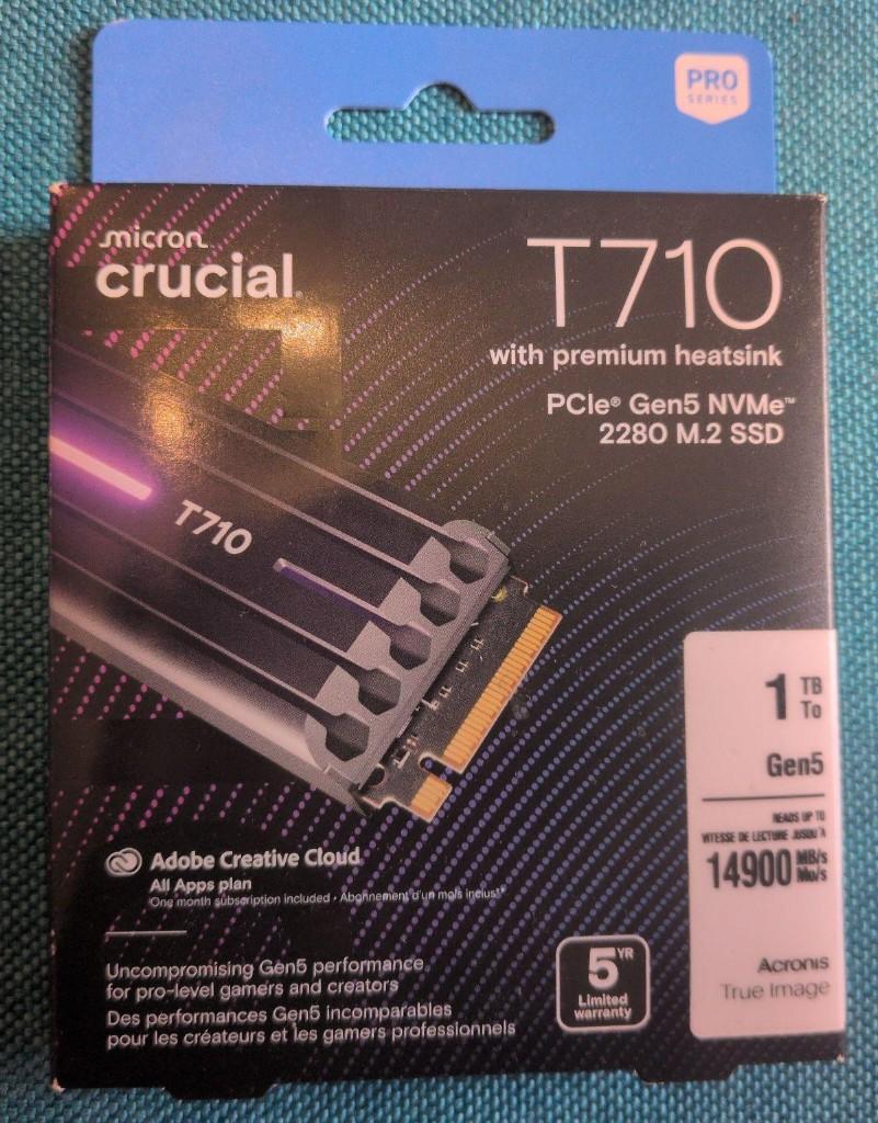 Crucial T710 SSD 1To PCIe5 NVMe Dissipateur 14900 Mo/s Neuf!, Neuf, SSD, 1To, Interne